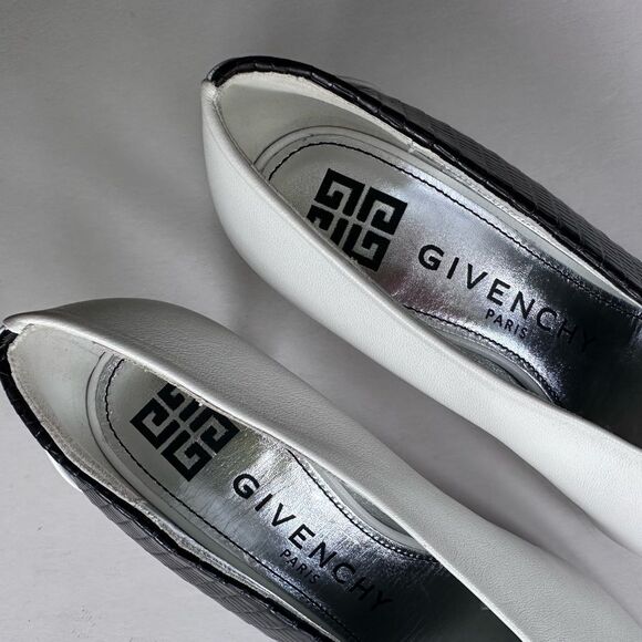 Givenchy Mod Black & White Lambskin & Exotic Pointed Toe Heels 38.5 EU 8 US - Picture 9 of 16